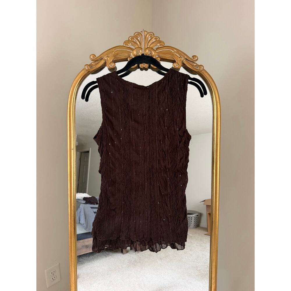 Vintage Y2K NWT Studio Y Brown Sequin Tank Top - Picture 5 of 9